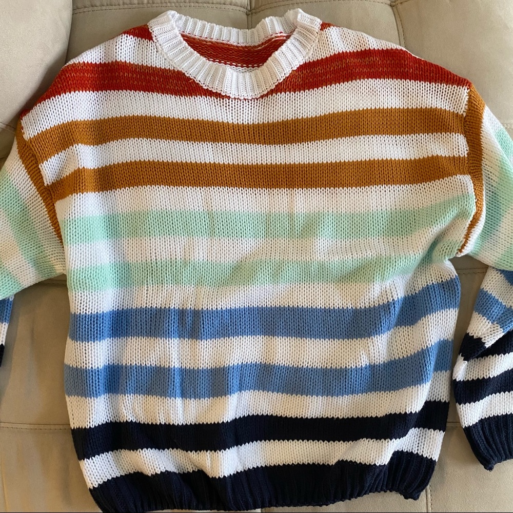 Zesica Rainbow Stripe Knit Pullover Medium Sweater - Picture 9 of 16